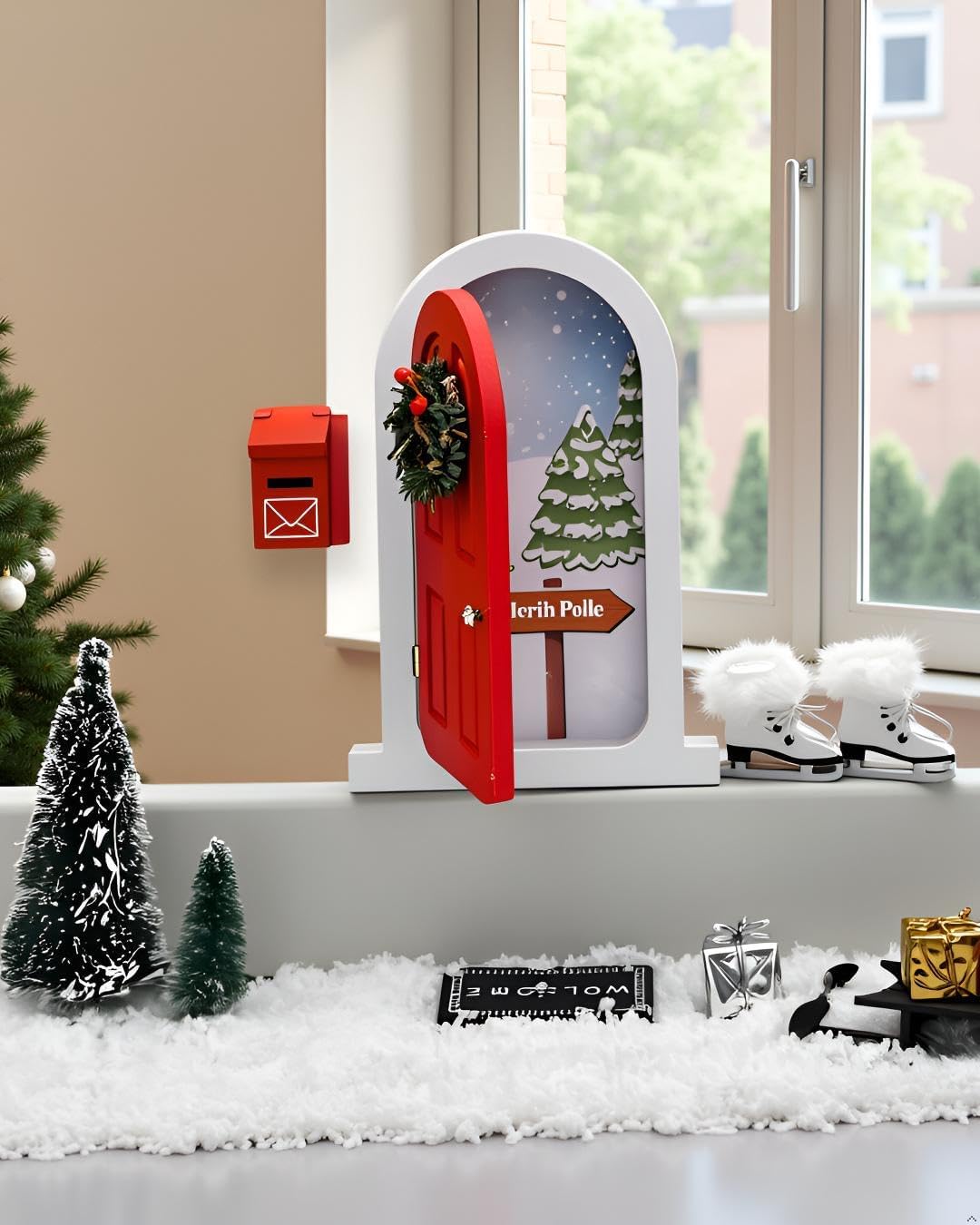 Tonttuovi Miniature Elf Door - Wooden Christmas Elf Accessories for Wall Decor | Perfect for Elf Arrival Ideas