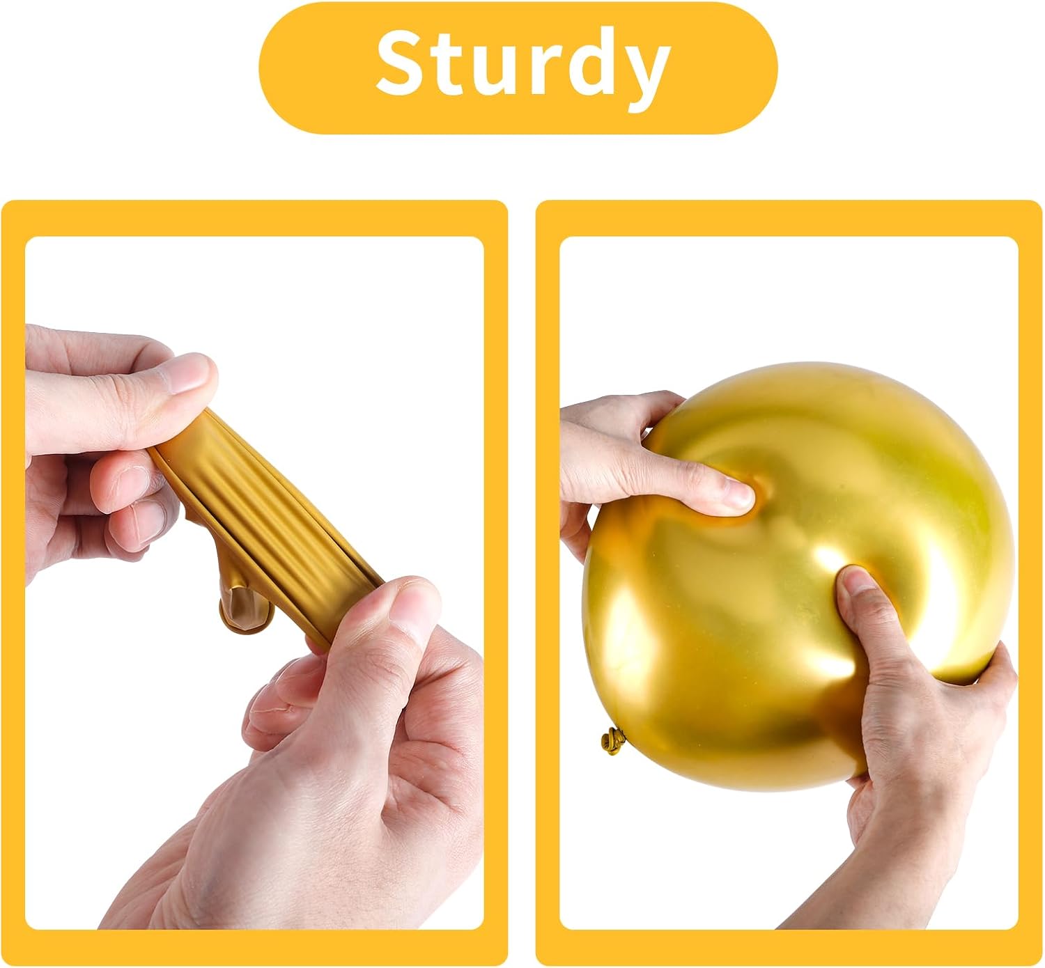 RUBFAC Metallic Gold Balloons - 92pcs Chrome Latex Set for New Year & Birthday Celebrations | 5-18 Inch