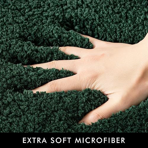 MIULEE Dark Green Bathroom Rugs Set 2-Piece 16x24 Soft Microfiber Non-Slip