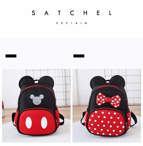 Cute Mini Backpacks, Red Cartoon Bag, Mouse Ears Bowknot Travel Daypack
