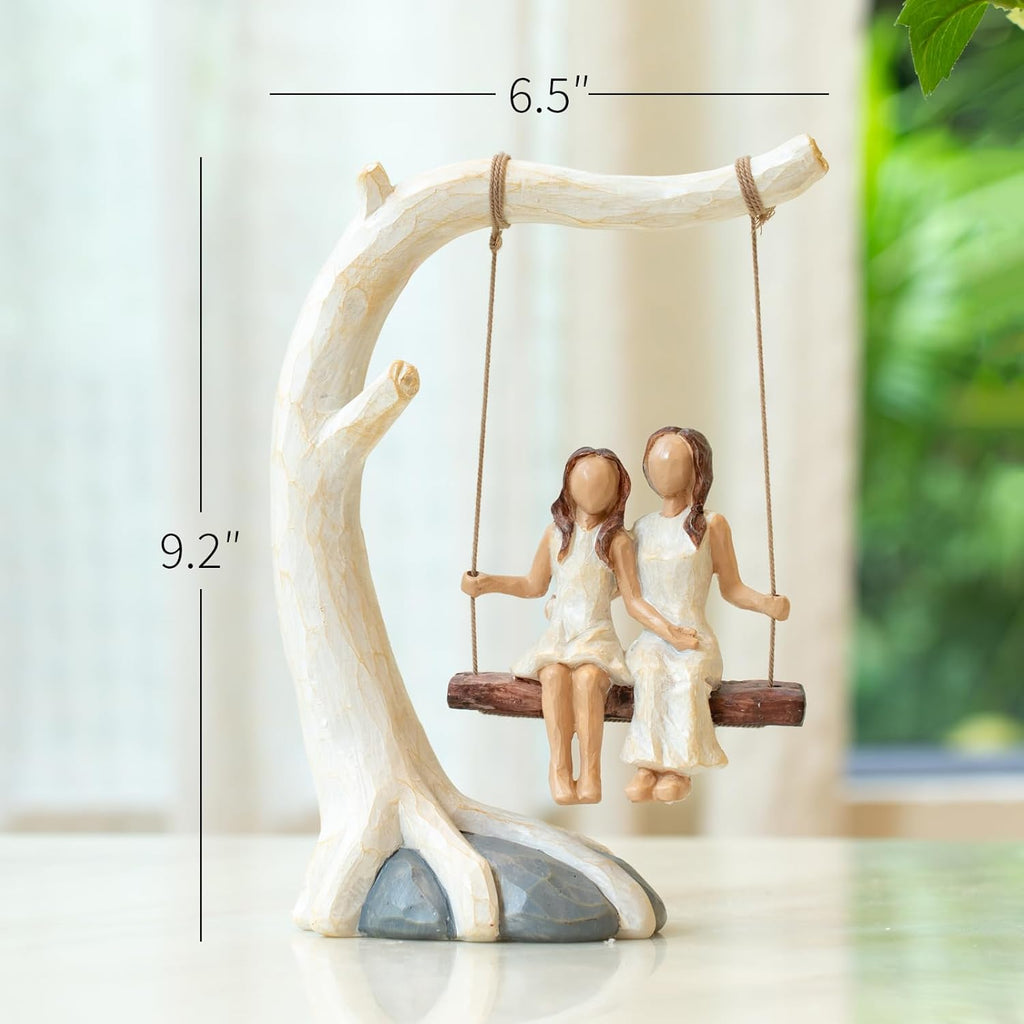 Regine Switzerland Mother Daughter Sculpted Figurine - Hand-Painted Gift for Mom's Birthday