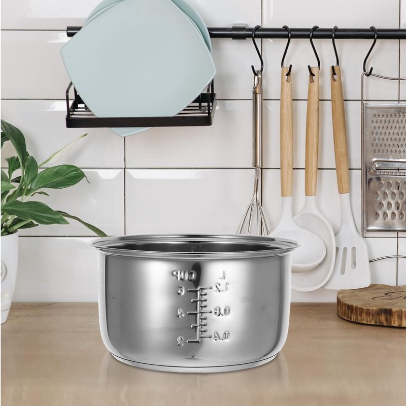 BRIGHTFUFU 1Pc 3L Rice Cooker Cup Stainless Steel Inner Bowl Non-Stick Inner Pot Upgrade Even Heating for Perfect Rice Pots for Multi-Cookers Easy to Clean and Dishwasher Safe