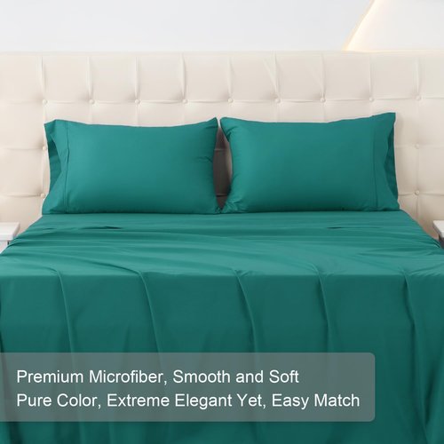 MICORAL Twin Bed Sheets Set - Soft, Breathable Bedding with 16" Deep Pocket Design | Turquoise, 3 Pieces