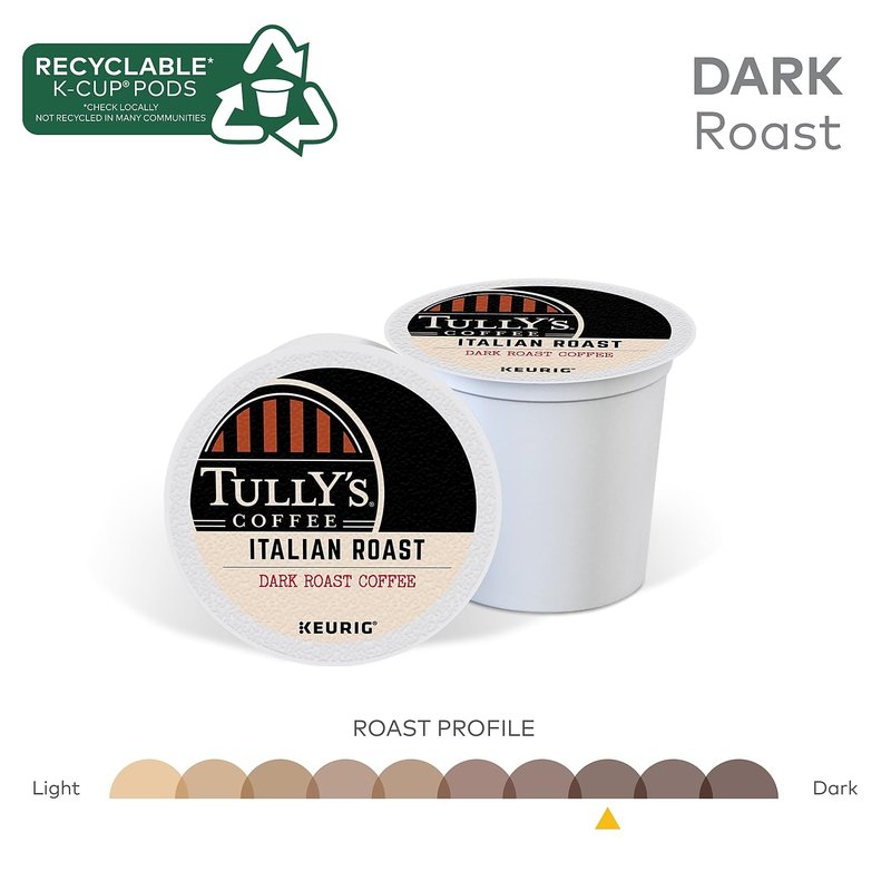 Tully's Coffee Italian Dark Roast Keurig Single-Serve K-Cup Pods, Dark Roast Coffee, 24 Count
