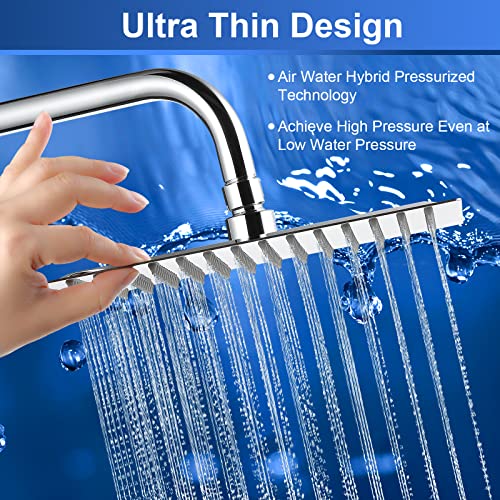 10-Inch High-Pressure Rain Shower Head, Stainless Steel Square Showerhead