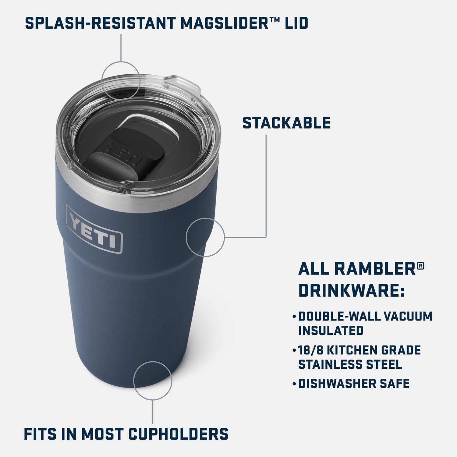 YETI Rambler 20 oz Tumbler - Stainless Steel, Vacuum Insulated with MagSlider Lid for Ultimate Durability