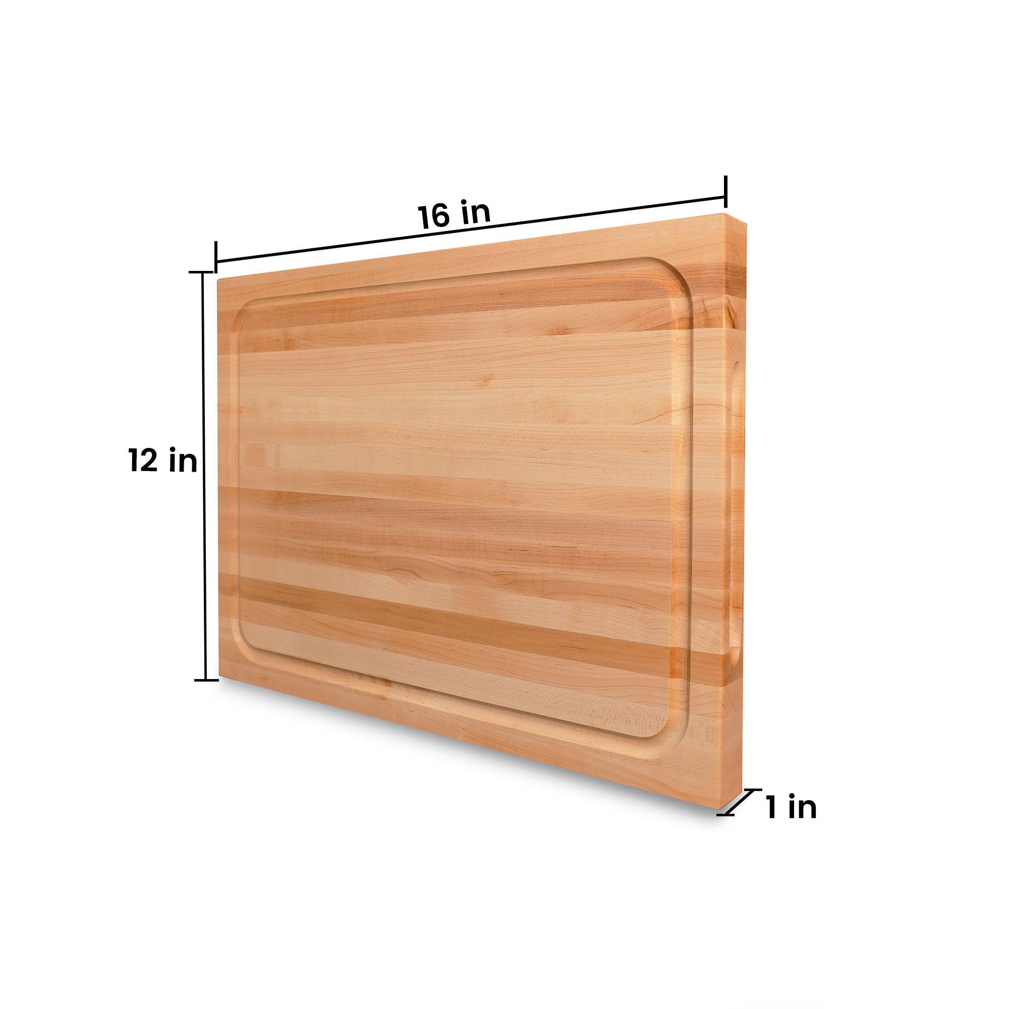 CONSDAN Hard Maple Wood Cutting Board for Kitchen, USA Grown Hardwood, 16 x 12, with Invisible Inner Handle, Prefinished with Food-Grade Oil, Suitable for Kitchen Edge Grain, 1" Thick