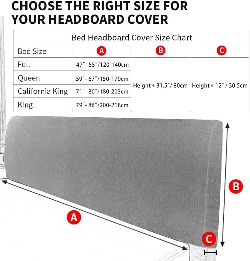 Stretchy Velvet Headboard Cover for Queen Bed - Dustproof & Durable