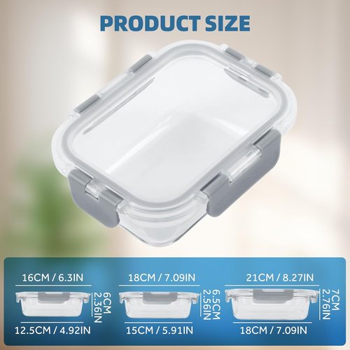 BYLWORKOUT Glass Storage Containers - 24 Piece Leak Proof Set for Meal Prep | Dishwasher Safe (Grey)