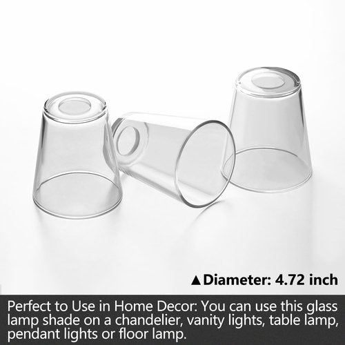MIAOMEIO Fixture Replacement Clear Glass Shade, E26 Base with 1-5/8" Fitter, 6-Pack Cone Replacement Shades for Pendant Light, Wall Sconce, Vanity Light, Table Lamp