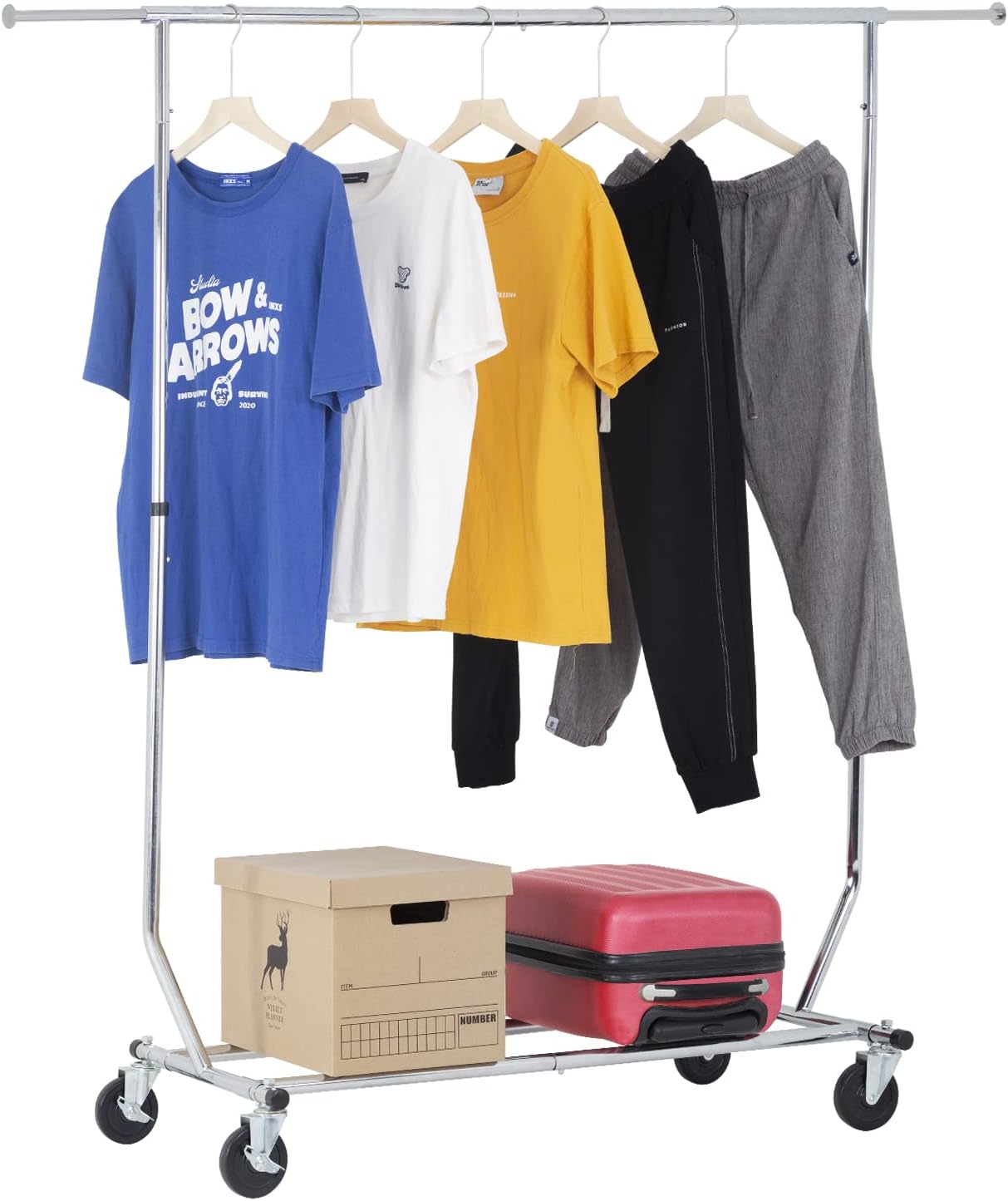 PayLessHere Heavy Duty Clothing Rack - Extensible Garment Rack with Wheels | 135 lbs Capacity, Chrome Finish