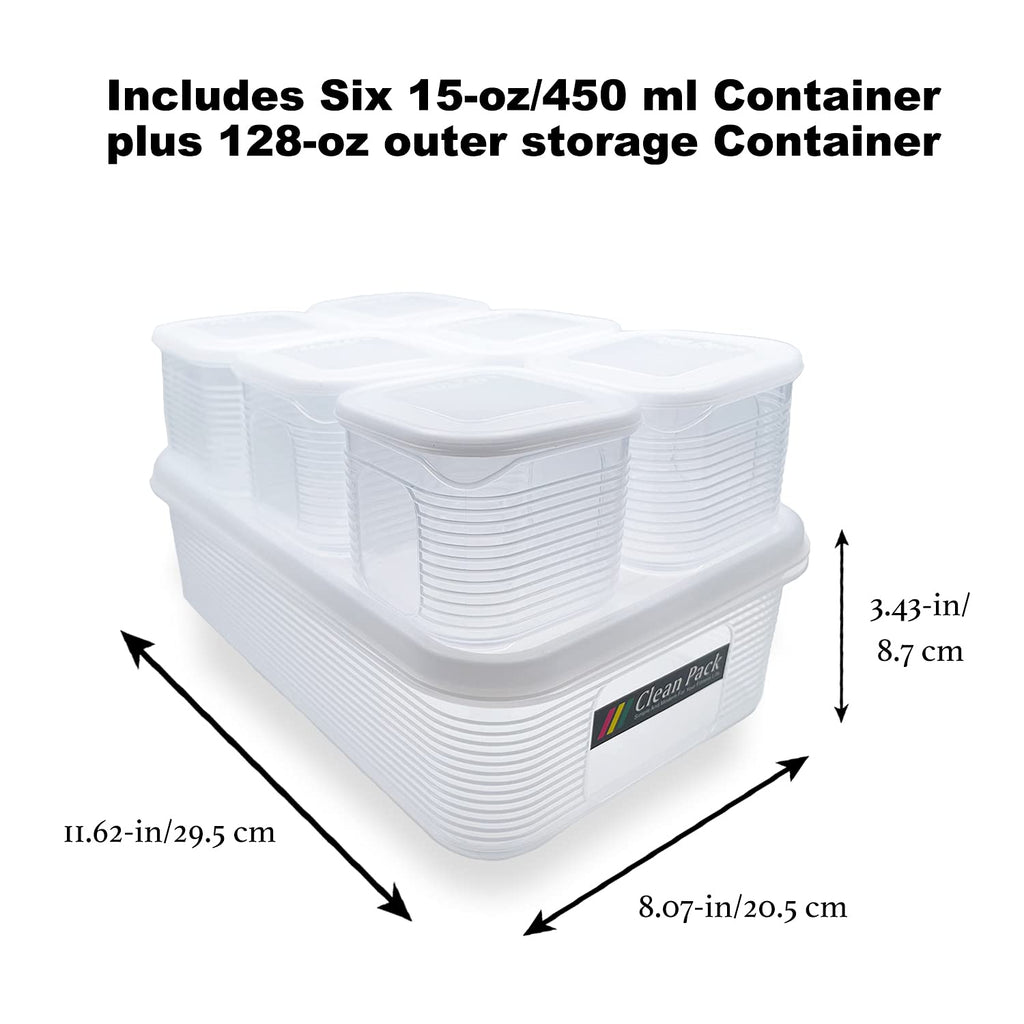 TeTeBak Food Storage Containers with Lids Airtight 6PCS Removable Individual BPAFree Plastic Food Containers for Pantry Organization and Storage, Stackable Meal Prep Containers Reusable