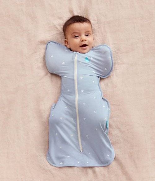 Love To Dream Swaddle Up - Soft Bamboo Fabric Wearable Blanket | Arms Up Design, 1.0 TOG, Small 8-13 lbs, Boats Mist
