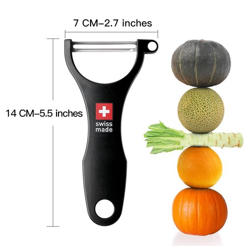 Ftmeslty Original Swiss Made Peeler Vegetable&Fruits stainless steel blade Peeler for kitchen (BLACK-Thick skin Peeler)