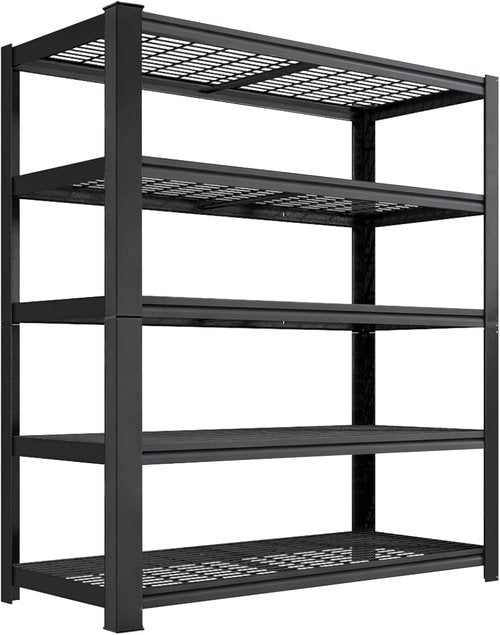 Heavy Duty Metal Shelving Rack - 2800 lbs Capacity | Adjustable 16"x35.5"x72" Black Storage Unit