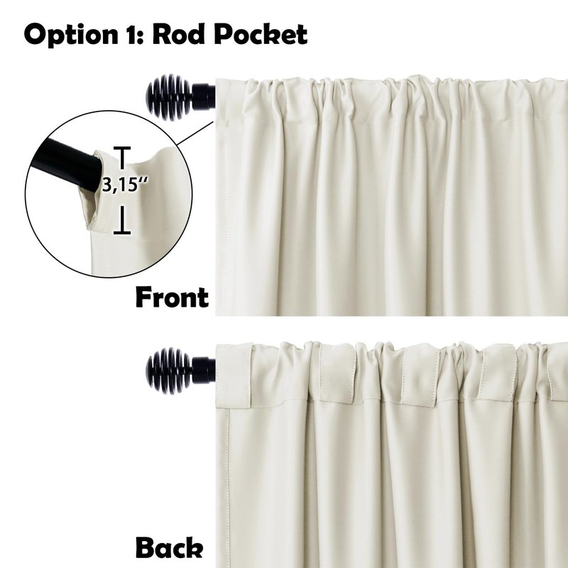 DWCN Privacy Room Divider Blackout Curtain - Patio Sliding Door Curtains, Extra Wide Thermal Curtains with Back Tab & Rod Pocket for Living Room and Bedroom Partition, 120 x 96 Inches, Ivory