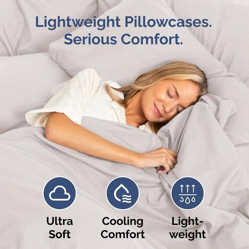 King Pillow Cases by [Brand Name] - Ultra Soft Hotel Quality Covers | Wrinkle-Free, Stain & Fade Resistant - Light Grey - Set of 4