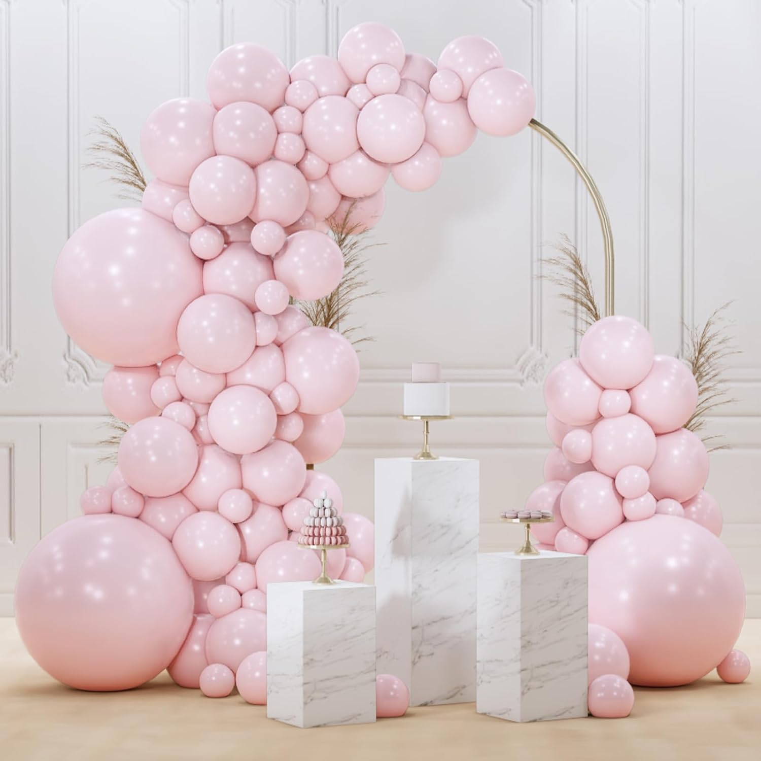 PartyWoo Pale Pink Balloon Arch Kit - 85pcs in 18", 12", 10", & 5" Sizes for Baby Showers & Parties