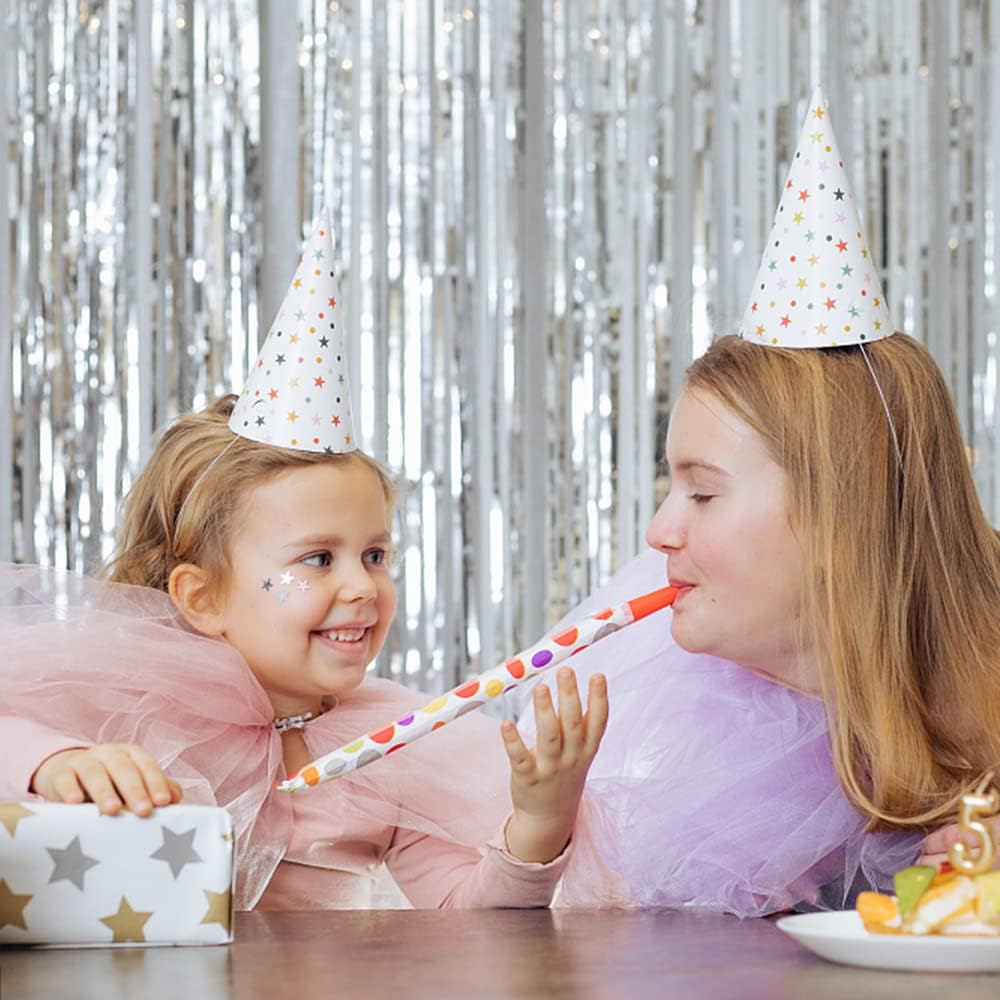 Skiennix Foil Curtain Backdrop - Silver Metallic Tinsel Fringe for Parties & Events | 10 Pack