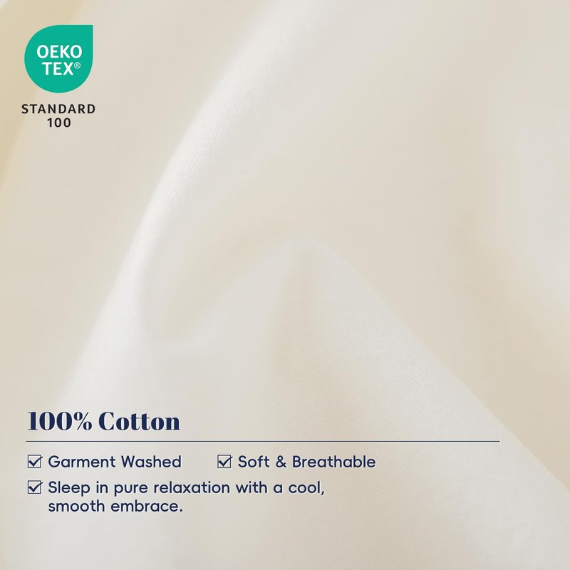 PHF 100% Washed Cotton Euro Shams with Ruffle, 2 Pack 26" x 26" Cotton Euro Sham Pillow Covers, No Insert, Ultra Soft Decorative Farmhouse Bedding for Bed Sofa, Cannoli Cream