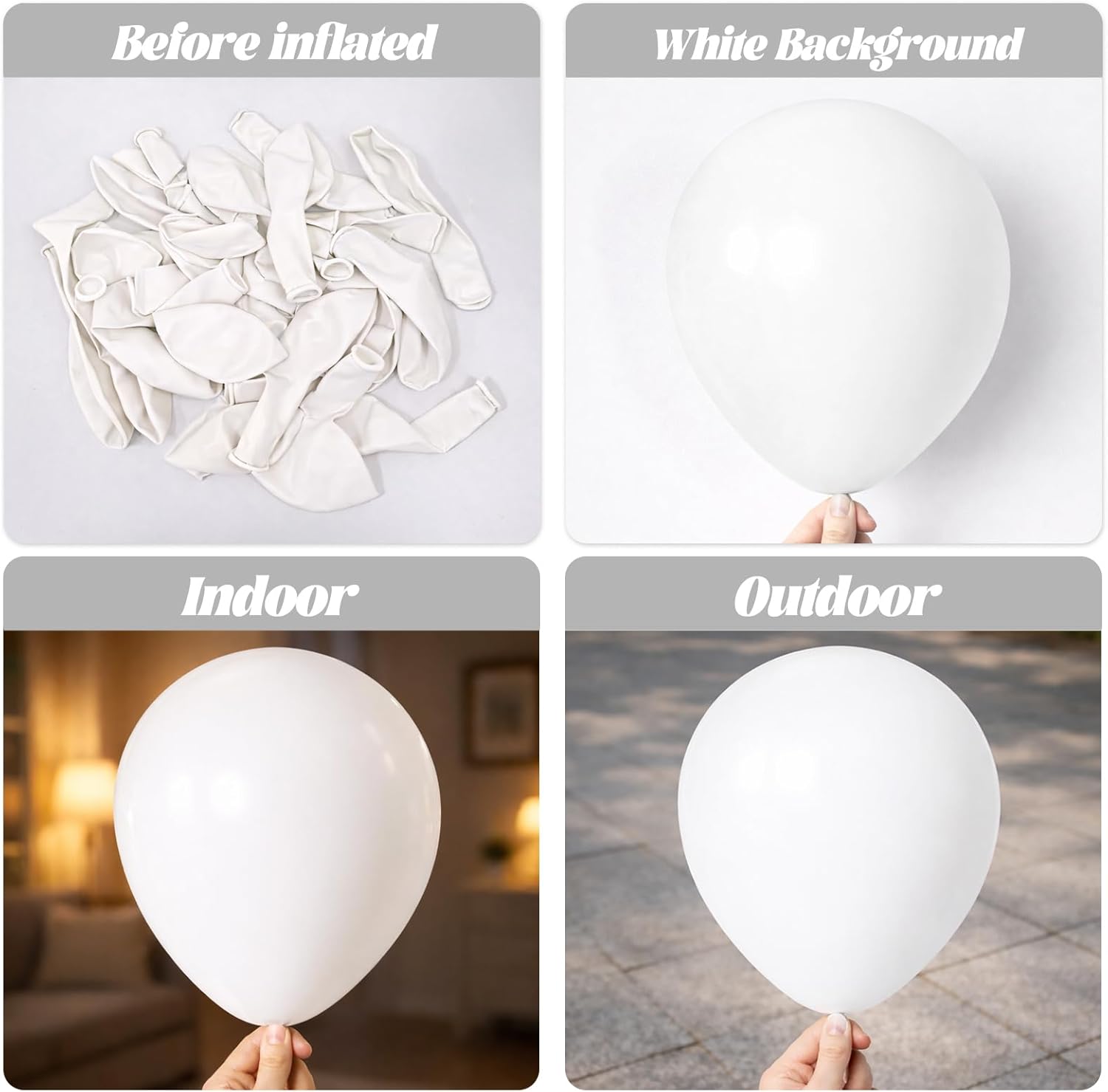 Voircoloria 12-Inch Matte White Balloons - 110pcs for Weddings, Birthdays, and Celebrations