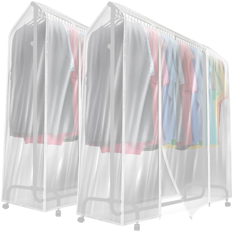 Sorbus Cover for Garment Rack 2 Pack- 6 Ft Transparent Clothes Rack Cover, Garment Coat Hanger Protector Dustproof Waterproof Clothing Storage Cover for Dresses, Suits, Coats (Rack Not Included)