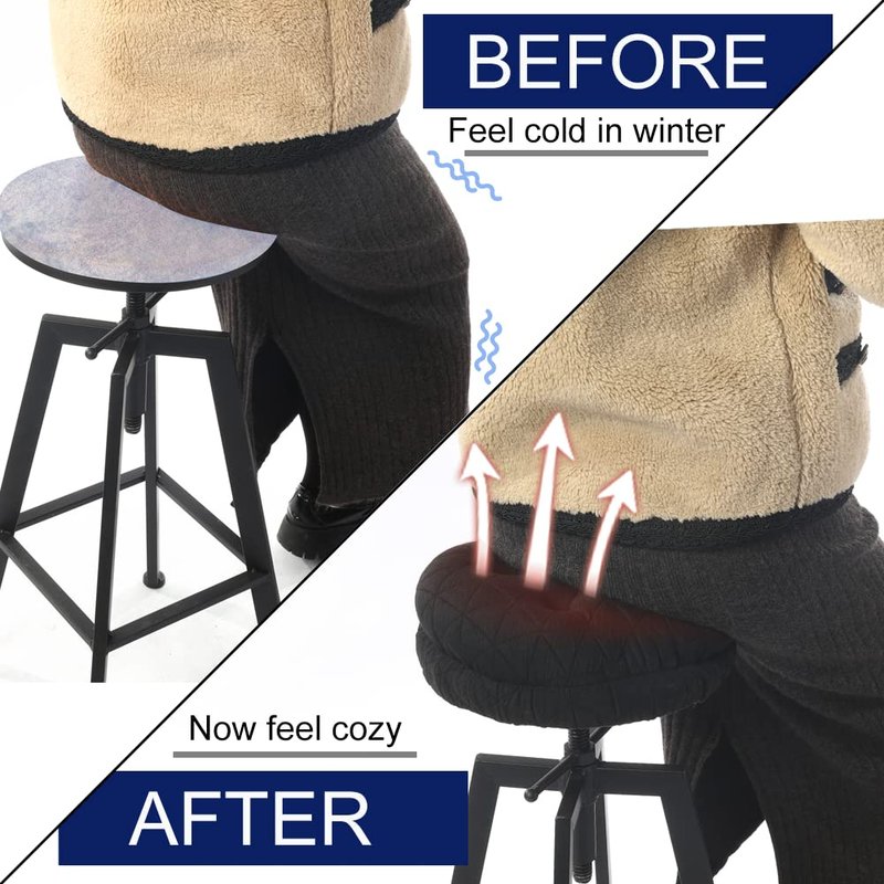 BUYUE Round Bar Stool Seat Cushion, Dia.13 Luxury Fashion Jacquard with Anti-Skid Silicone Bar Stool Cushion Padded (Dark Grey, M,1 Count)