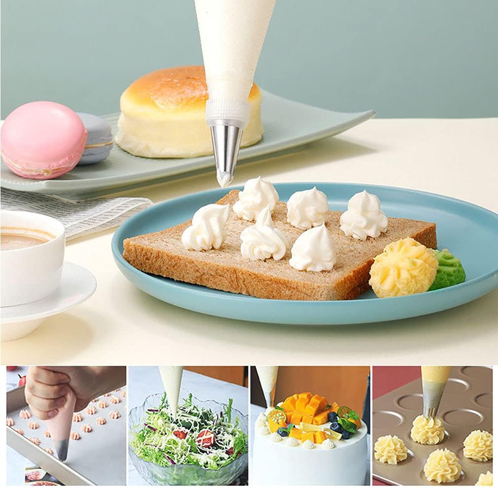 Tipless Piping Bags by 122Pieces - 100 Disposable Pastry Bags for Icing & Cookie Decorating - Includes 10 Ties, 10 Clips & 2 Scriber Needles - Ideal for Cakes & Cookies (10 Inch)