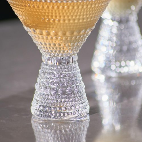 LEMONSODA Hobnail Pink/Clear Martini Glasses Vintage Cocktail Glasses (9oz) for Martini, Cocktail, Margarita, Cosmopolitan, Manhattan (Clear, Set of 2)