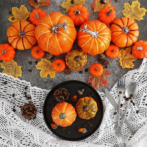 16 Pcs Artificial Foam Pumpkins for Fall Halloween Decor