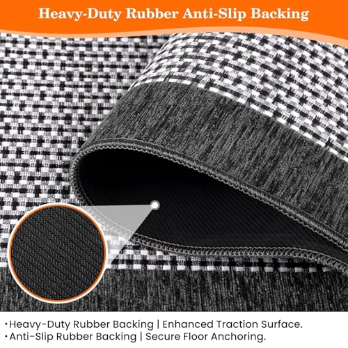 Non-Slip Chenille Kitchen Rug - Absorbent 32" x 20" Grey Floor Mat