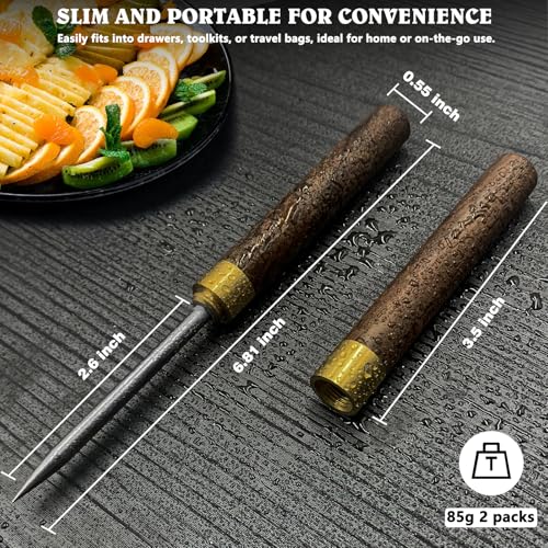 Stainless Steel Ice Pick 6.8 Inch with Ebony Handle & Safety Cap - Perfect for Bar & Kitchen