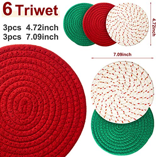Patelai 6-Piece Cotton Trivet Set, 7in & 4.7in Hot Pot Holders & Coasters
