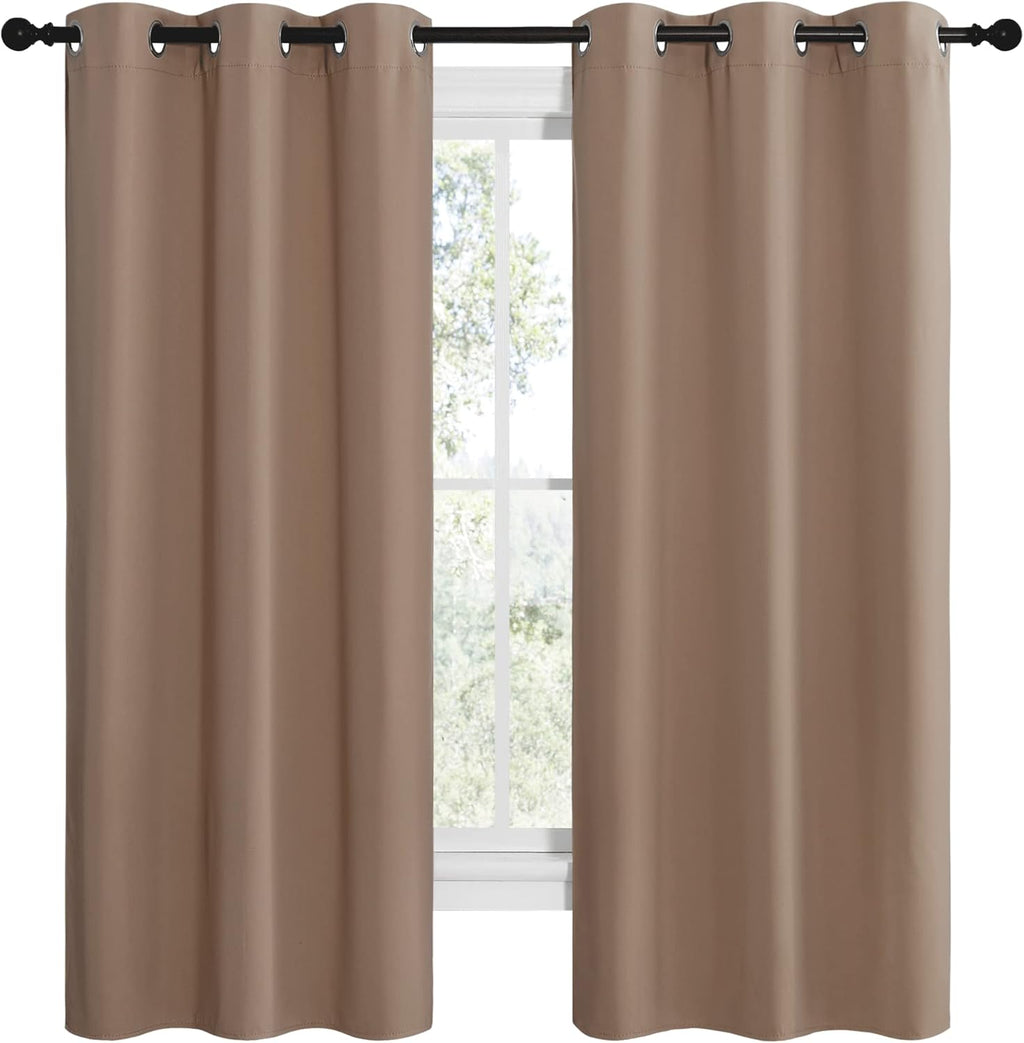 NICETOWN Blackout Curtains - Thermal Insulated Grommet Drapes for Small Windows | Set of 2, 42x68 Inch, Cappuccino
