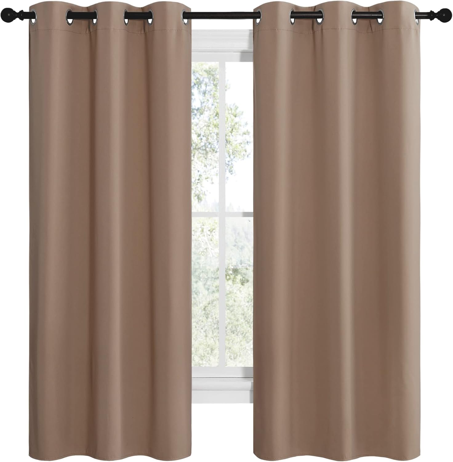 NICETOWN Blackout Curtains - Thermal Insulated Grommet Drapes for Small Windows | Set of 2, 42x68 Inch, Cappuccino