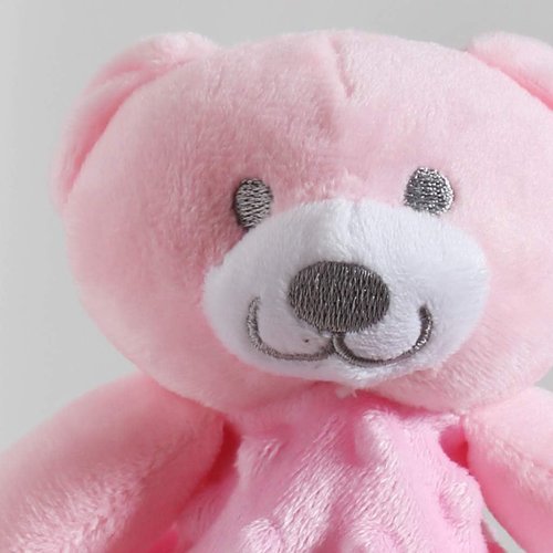 CREVENT Baby Security Blanket - Soft Minky Dot & Sherpa Backing | Pink Bear Lovey for Newborns