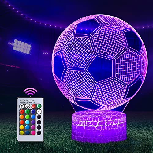 3D Soccer Ball LED Night Light, Remote Control Color Changing Lamp