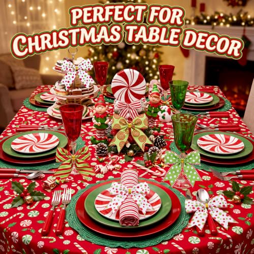 Thiccywoov 30 Pcs Polka Dot Christmas Bows 6 Inch - Red Green White Set (Polka Dot)