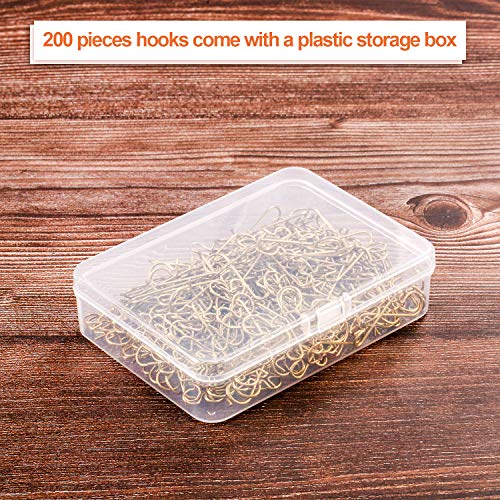 Christmas Ornament Hooks Set with Storage Box - 201 Pack Gold Wire Hangers