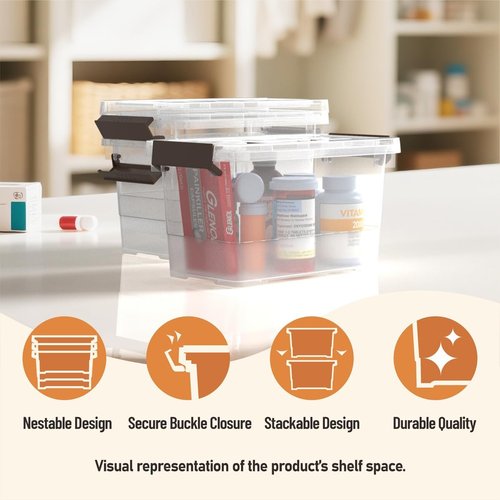 Clear Plastic Storage Bins by [Brand Name] - 8 Pack Latch Boxes with Handles | 4 Quart Multi-Purpose Solution