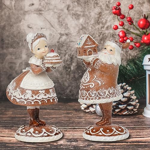 Braxio Mr. Santa & Mrs. Santa Gingerbread Christmas Figurines - 2 Pack Home Decor
