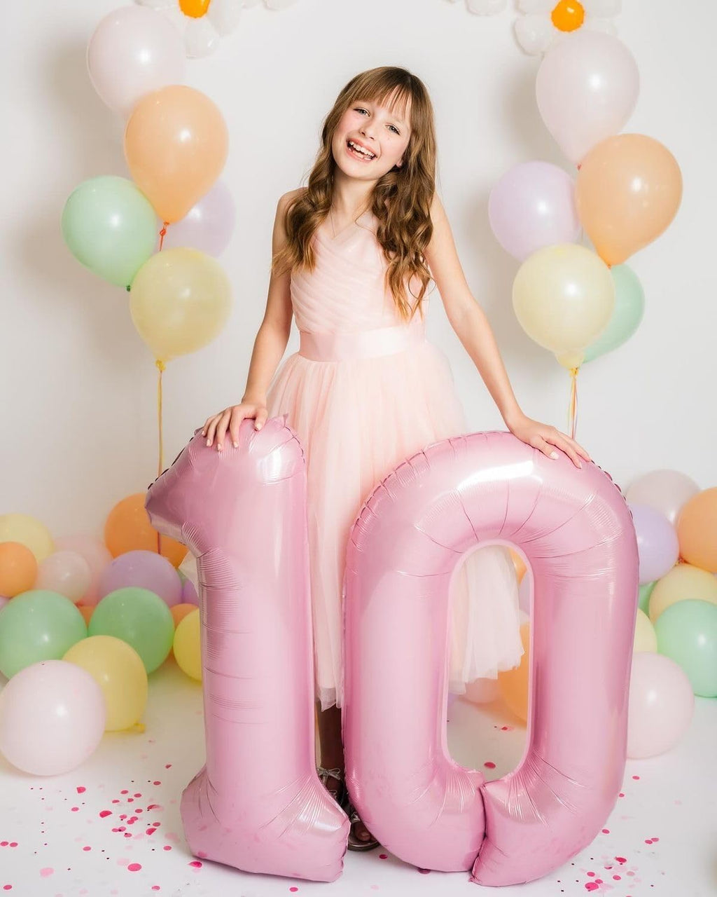 Number Pastel Pink Balloons - 40 Inch Large Foil Balloon for 20th Birthday Celebrations
