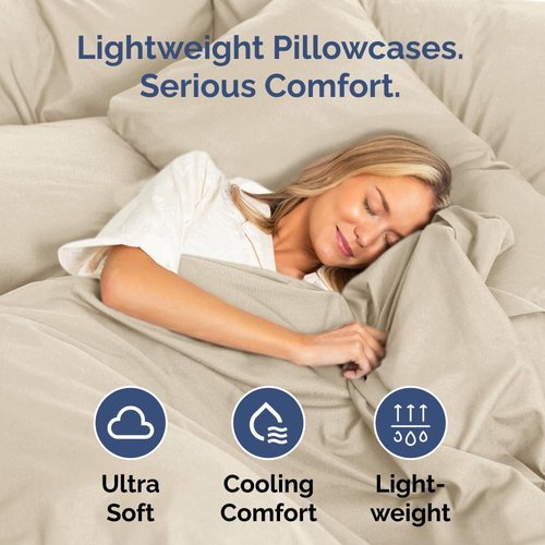 King Pillow Cases by [Brand Name] - Ultra Soft Hotel Quality Covers | Comfy, Cozy & Wrinkle Free - 4 Piece Set in Wheat