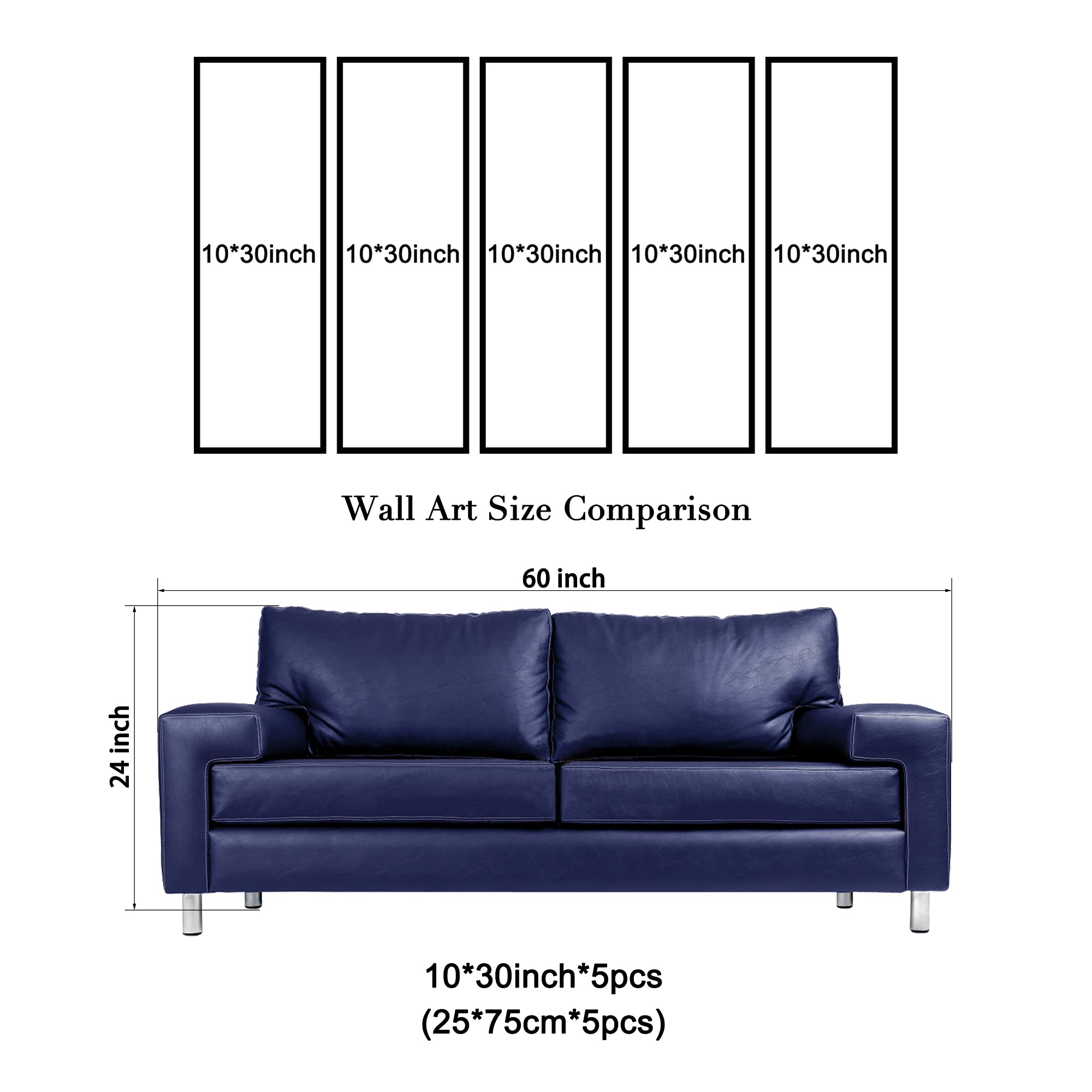 Wieco Art Sea Waves Large 5 Piece Modern Giclee Canvas Prints Seascape Artwork Ocean Beach Pictures Paintings on Canvas Wall Art Ready to Hang for Living Room Bedroom Home Office Decorations