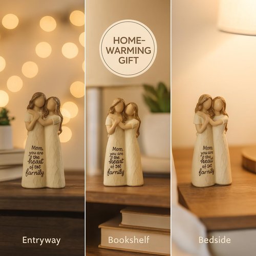 GoGnome Elegant Mother and Daughter Figurine - 5.7” Tall Hand-in-Hand Resin Sculpture for Mother's Day & Birthdays