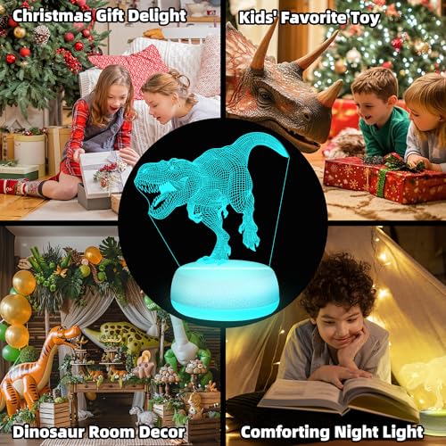 3D Dinosaur Night Light - 16 Color Changing LED Lamp for Kids Bedroom