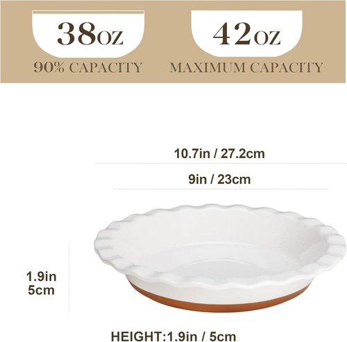 MALACASA Ceramic Pie Pan Set | 9-Inch Nonstick Deep Dish Quiche Baking Dish - Scratch-Resistant TARA Series