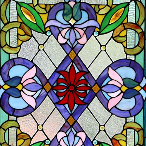Victorian Tiffany Style Stained Glass Window Panel - 18" x 25"