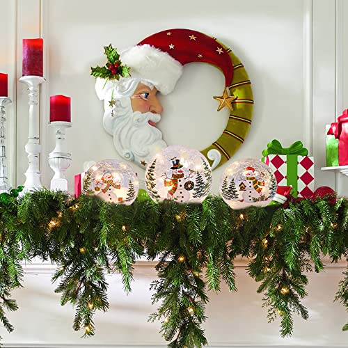 3-Piece LED Lighted Snowman Glass Globes with Timer - Christmas Decor