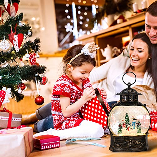 Snowman Musical Christmas Snow Globe Lantern with Timer & Swirling Glitter